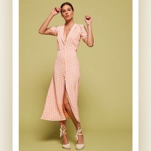 Reformation Pink Gingham Dress